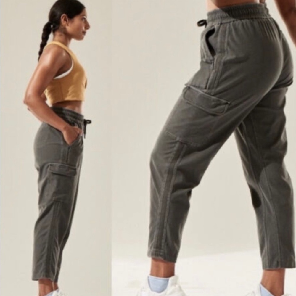 Athleta Farallon Cargo Crop Joggers in Cypress Green